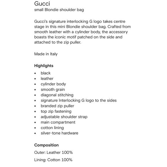 Gucci Blondie Mini Shoulder Bag Black Leather Adjustable Strap NIB $1,800 - Picture 14 of 14